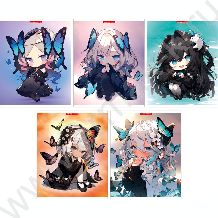 Тетрадь  48л клетка "Девочки с бабочками" /глиттер/ ассорти | Фото 1