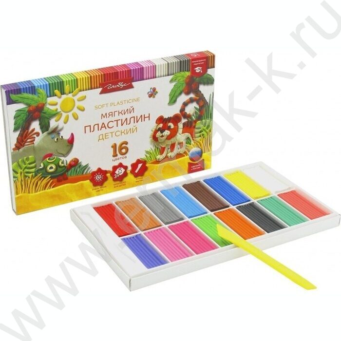Пластилин  16цв 240г Детский +стек | Фото 2
