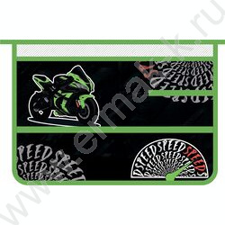 Папка д/труда А4 пластик молния сверху с уголком Green bike | Фото 1