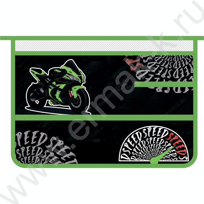 Папка д/труда А4 пластик молния сверху с уголком Green bike | Фото 1