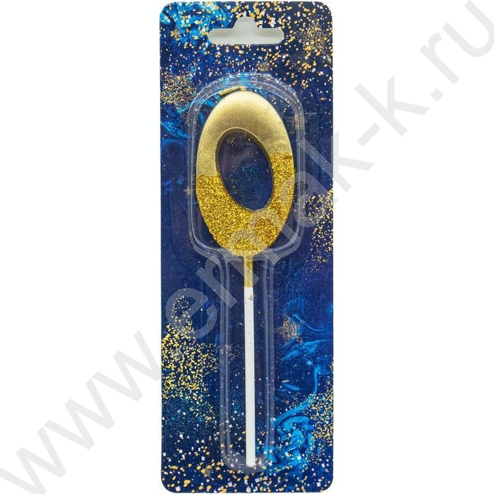 Свеча -цифра "0" тортовые Золотой блеск | Фото 1