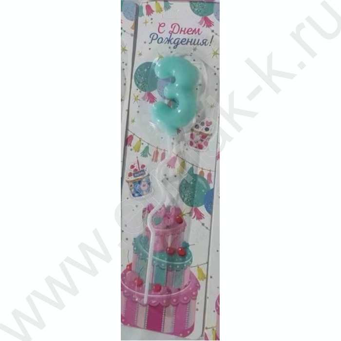 Свеча -цифра "3" тортовые Карамель | Фото 1