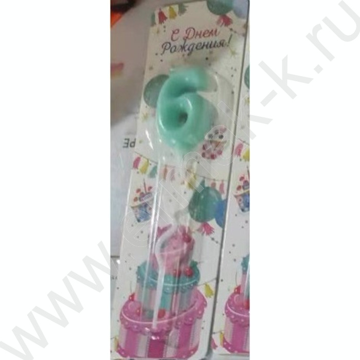 Свеча -цифра "6" тортовые Карамель | Фото 1