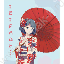 Тетрадь  96л клетка "Девушка с зонтиком" 5видов /выб. лак, блестки "Перламутр"/ | Фото 3