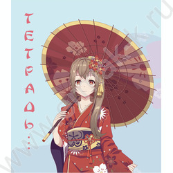 Тетрадь  96л клетка "Девушка с зонтиком" 5видов /выб. лак, блестки "Перламутр"/ | Фото 4