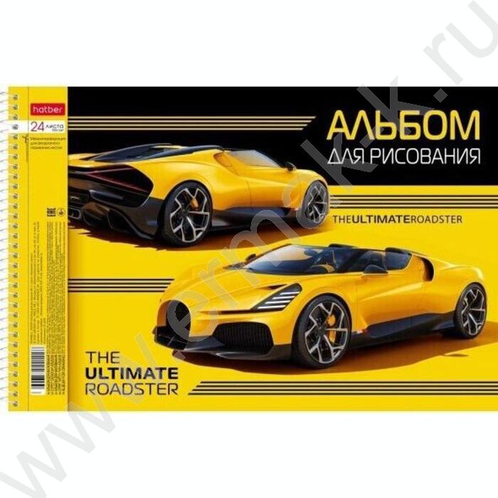 Альбом д/рисования-спираль 24л "YELLOWsupercar" /перфорация/ 5видов | Фото 1