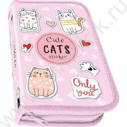 Пенал б/наполн. 1молния 130*200мм SOFT Cats stickers /большой | Фото 1