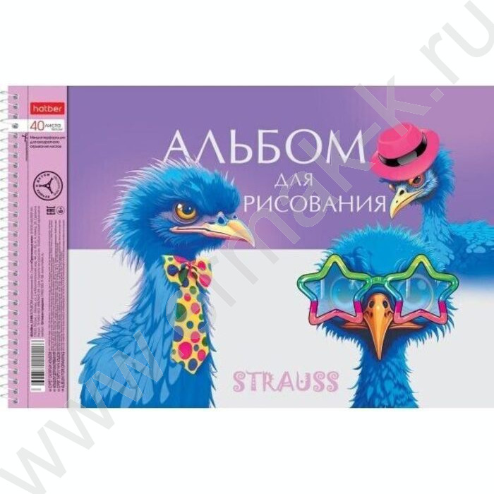 Альбом д/рисования-спираль 40л "Модные страусы" /перфорация/ ассорти | Фото 3