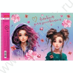 Альбом д/рисования-спираль 40л "Клевые девчонки" /перфорация/металлизиров. картон, выб лак/ 5вид | Фото 3