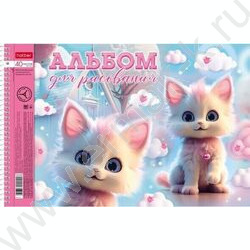 Альбом д/рисования-спираль 40л "Котики-зефирки" /перфорация/металлизиров. картон, выб лак/ 5видо | Фото 1