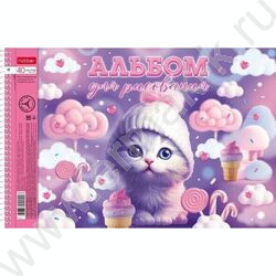 Альбом д/рисования-спираль 40л "Котики-зефирки" /перфорация/металлизиров. картон, выб лак/ 5видо | Фото 3