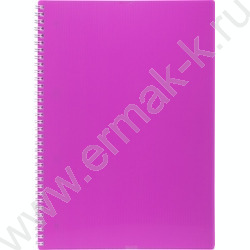 Тетрадь  80л А4 клетка/спираль/пластик.обл./многоуров.перфорация/ "LINE NEON Розовая" | Фото 1