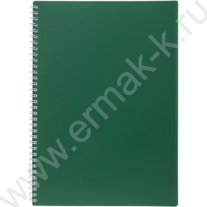 Тетрадь  80л А4 клетка/спираль/пластик.обл./многоуров.перфорация/ "VELVET  Зеленая" | Фото 1