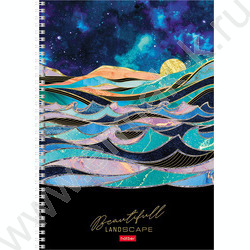 Тетрадь  96л А4 клетка/спираль/перфорация "Золотые склоны гор" /мат.ламин. 3D фольга/ ассорти | Фото 2