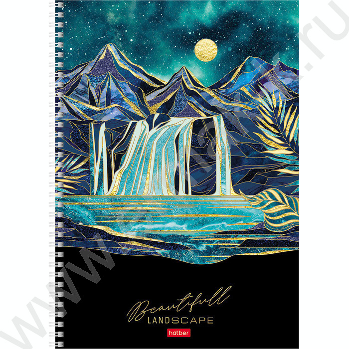 Тетрадь  96л А4 клетка/спираль/перфорация "Золотые склоны гор" /мат.ламин. 3D фольга/ ассорти | Фото 3