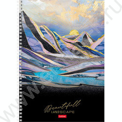 Тетрадь  96л А4 клетка/спираль/перфорация "Золотые склоны гор" /мат.ламин. 3D фольга/ ассорти | Фото 4