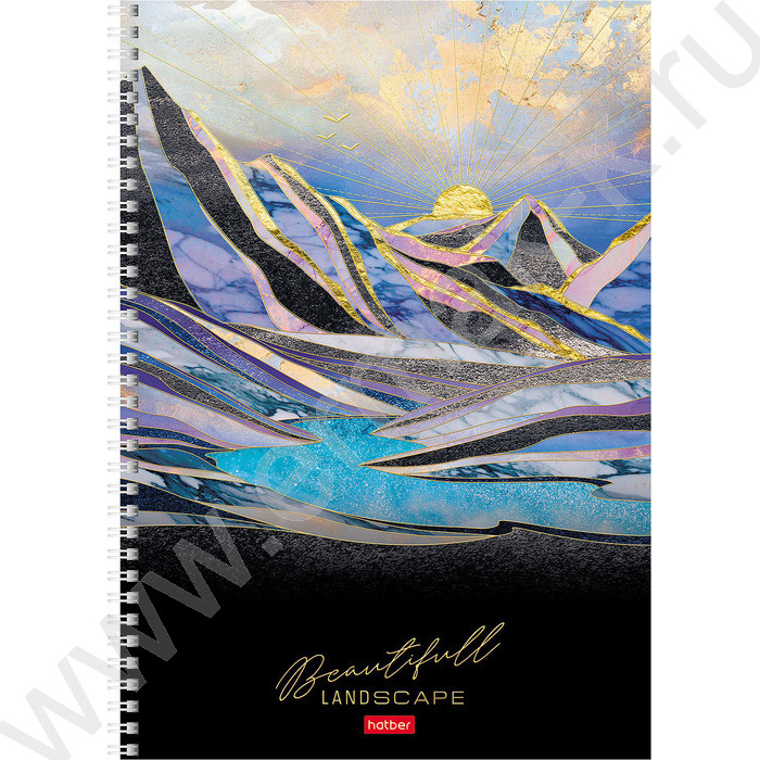 Тетрадь  96л А4 клетка/спираль/перфорация "Золотые склоны гор" /мат.ламин. 3D фольга/ ассорти | Фото 4