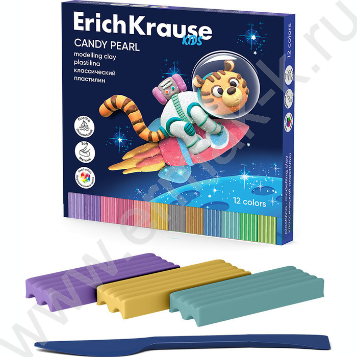 Пластилин  12цв 216г Классический Kids Candy Pearl /+стек | Фото 1