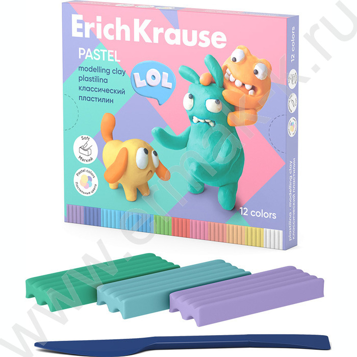 Пластилин  12цв 216г Классический Pastel /+стек | Фото 1