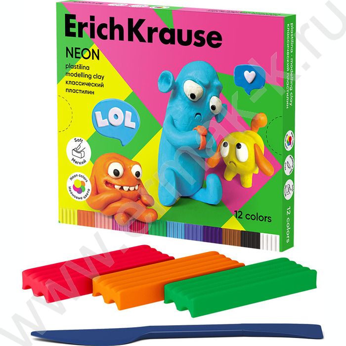 Пластилин  12цв 216г Классический Neon /+стек | Фото 1