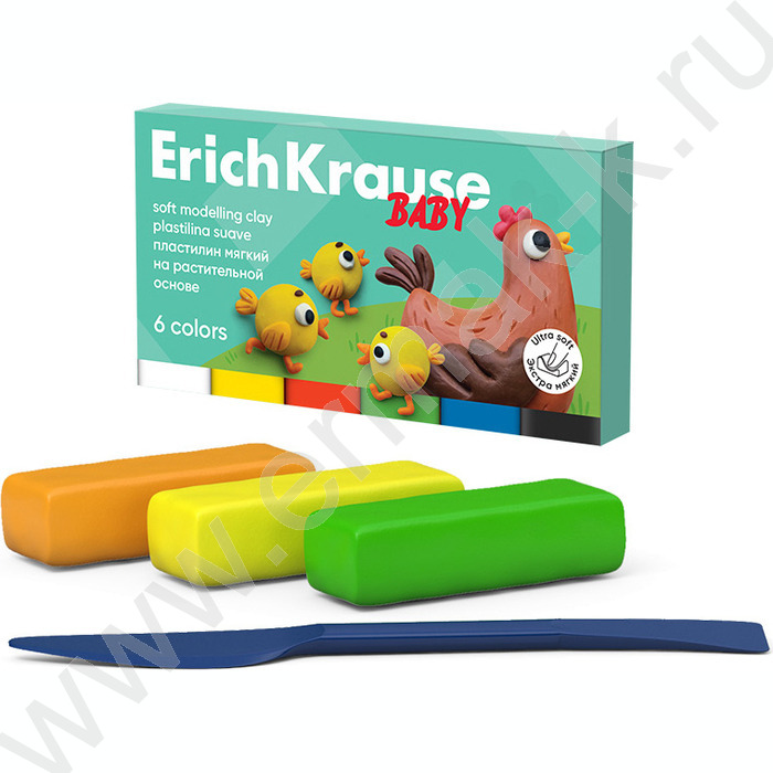 Пластилин   6цв 120г Мягкий на растительной основе с Алоэ Вера /+стек | Фото 1