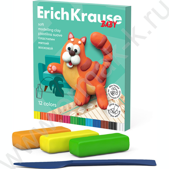 Пластилин восковой 12цв 156г Мягкий /+стек | Фото 1