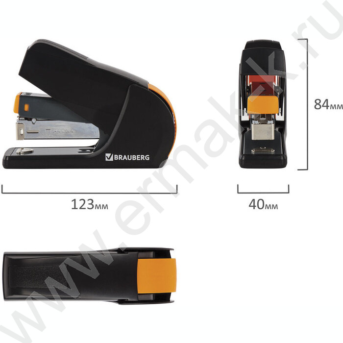 Степлер №24/6-26/6  25л пластик, черно-оранжевый "Easy Press" /энергосберегающий | Фото 3