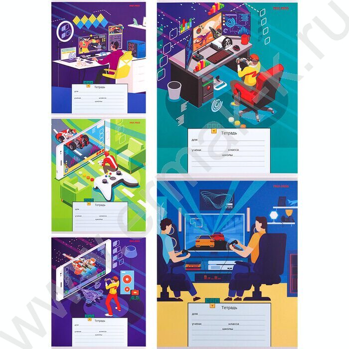 Тетрадь  12л линейка косая "Геймеры" 5видов | Фото 1