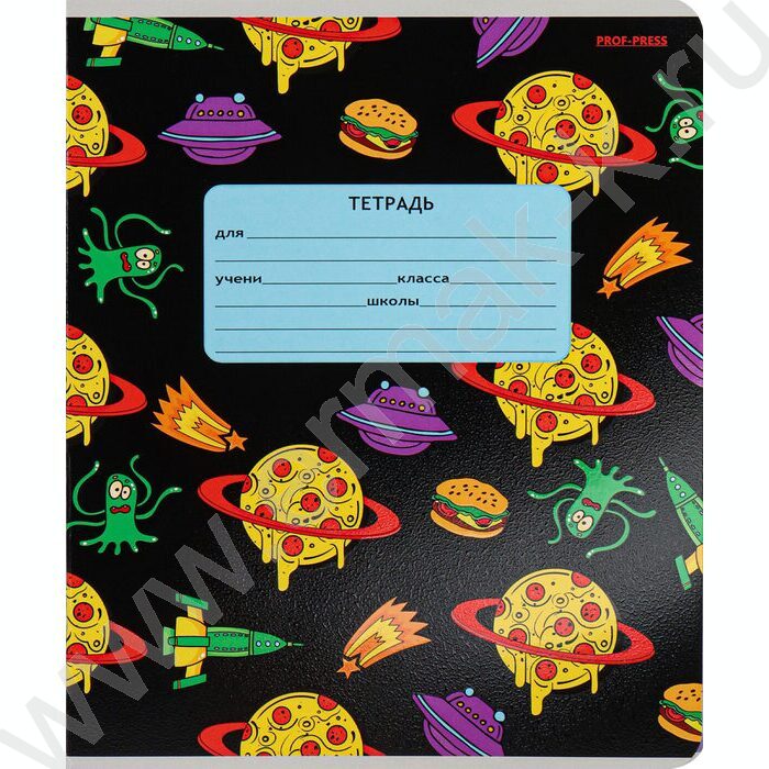 Тетрадь  12л линейка косая дополнительная "Переполох в космосе" 5видов | Фото 2