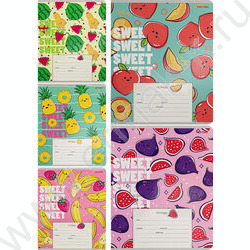 Тетрадь  12л линейка косая дополнительная "Фруктово-ягодное настроение" 5видов | Фото 1