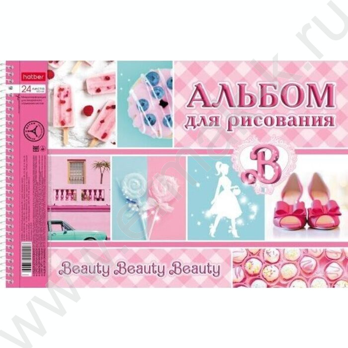 Альбом д/рисования-спираль 24л "PINK" /перфорация/ 5видов | Фото 5