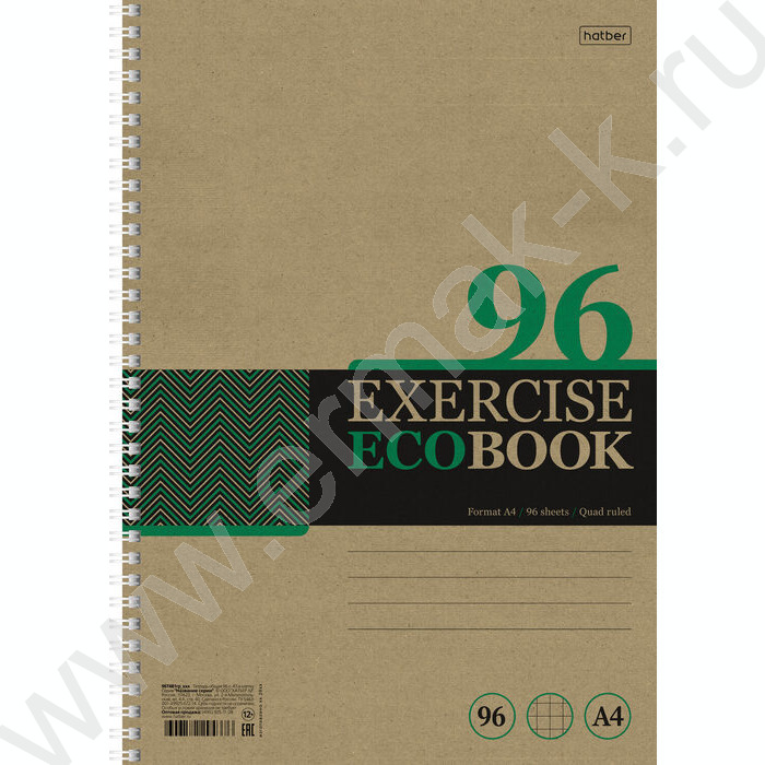 Тетрадь  96л А4 клетка/спираль/многоуров.перфорация Экобук" /крафт 4вида | Фото 1