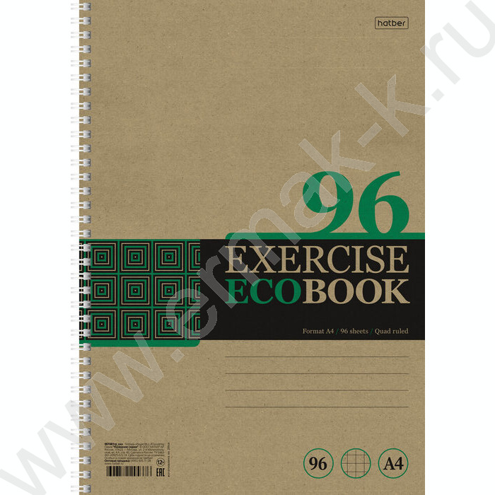 Тетрадь  96л А4 клетка/спираль/многоуров.перфорация Экобук" /крафт 4вида | Фото 3