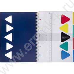 Тетрадь  96л А4 клетка/спираль/пл.обл./4цв.разделителя с линейкой с карманом PROGRESSIVE CANVAS  | Фото 2