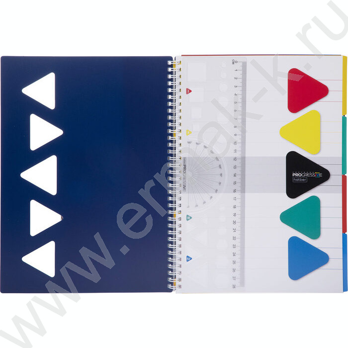 Тетрадь  96л А4 клетка/спираль/пл.обл./4цв.разделителя с линейкой с карманом PROGRESSIVE CANVAS  | Фото 2