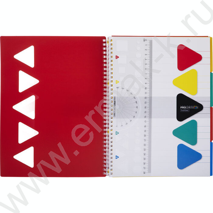 Тетрадь  96л А4 клетка/спираль/пл.обл./4цв.разделителя с линейкой с карманом PROGRESSIVE CANVAS  | Фото 2