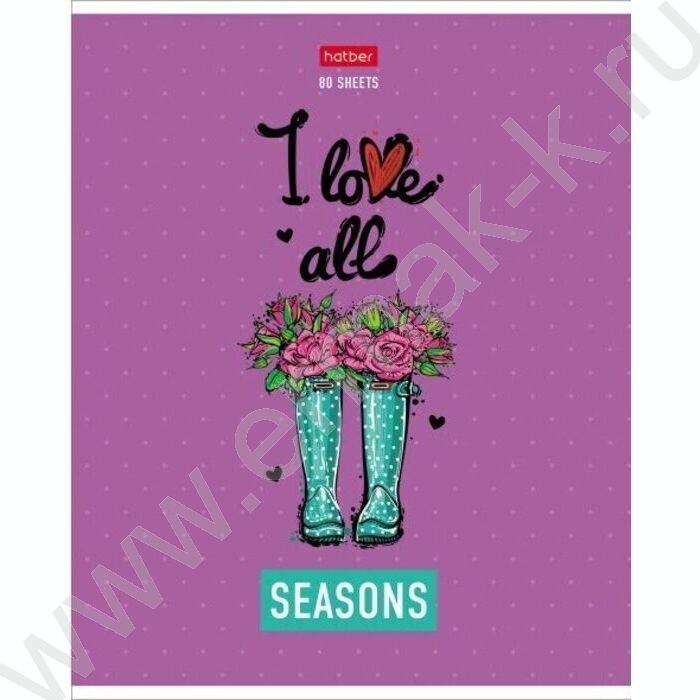 Тетрадь  80л клетка "Цветочные сапожки" /мат. ламин./тиснение/ 5видов | Фото 5