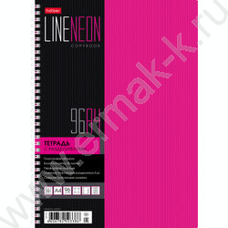 Тетрадь  96л А4 клетка/спираль/перфорация на отрыв/пл.обл./4цв.разделителя с линейкой "LINE NEON | Фото 1