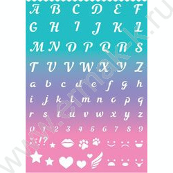 Трафарет букв и цифр /английский алфавит /цвет деграде розово-голубой | Фото 1