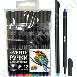 Ручка кап. /набор 12цв/ "Drops" с круглым черным корпусом/ 0,4мм /пласт. блистер | Фото 1