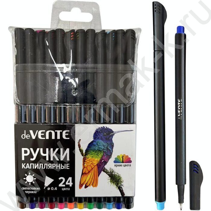 Ручка кап. /набор 24цв/ "Drops" с круглым черным корпусом/ 0,4мм /пласт. блистер | Фото 1
