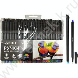 Ручка кап. /набор 48цв/ "Drops" с круглым черным корпусом/ 0,4мм /пласт. блистер | Фото 1