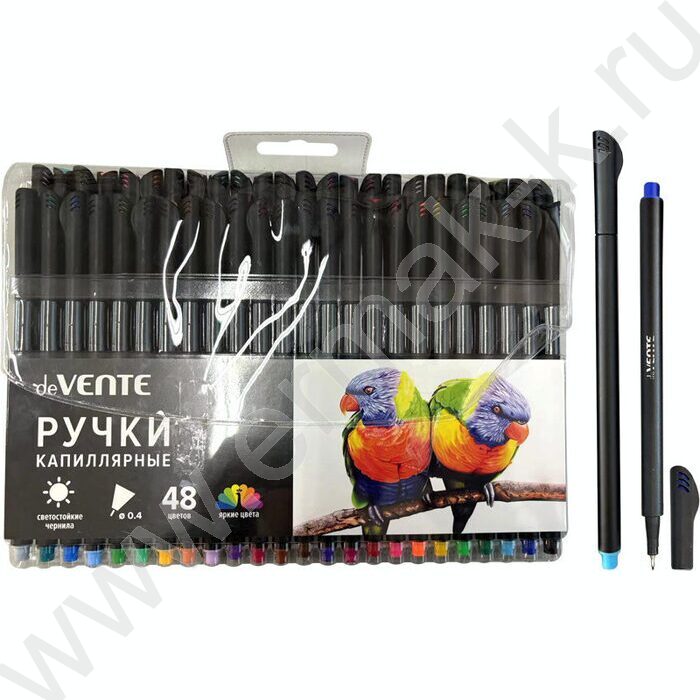 Ручка кап. /набор 48цв/ "Drops" с круглым черным корпусом/ 0,4мм /пласт. блистер | Фото 1