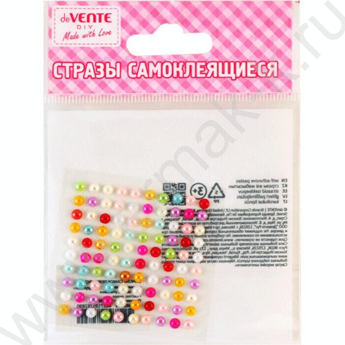 Наклейки-стразы акриловые "Жемчуг" размер 4мм, 100шт, цвет ассорти | Фото 1