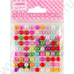 Наклейки-стразы акриловые "Жемчуг" размер 8мм, 80шт, цвет ассорти | Фото 1