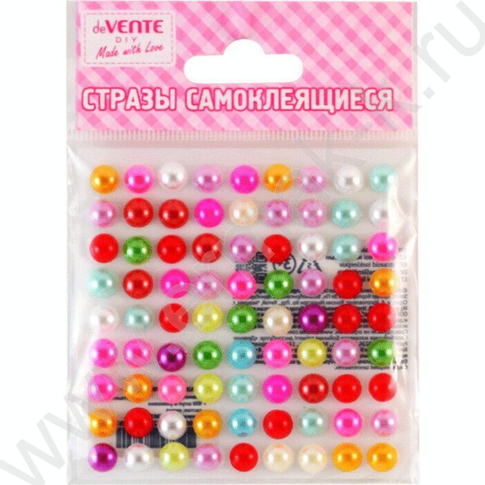 Наклейки-стразы акриловые "Жемчуг" размер 8мм, 80шт, цвет ассорти | Фото 1