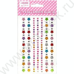 Наклейки-стразы акриловые "Flowers and diamonds" карточка 9,5*15см, цвет ассорти /блистер | Фото 1