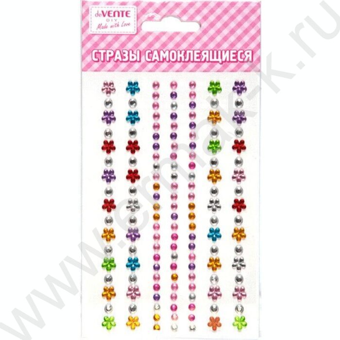 Наклейки-стразы акриловые "Flowers and diamonds" карточка 9,5*15см, цвет ассорти /блистер | Фото 1