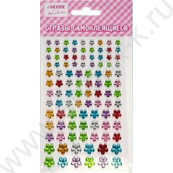 Наклейки-стразы акриловые "Цветы" карточка 9,5*15см, цвет ассорти /блистер | Фото 1