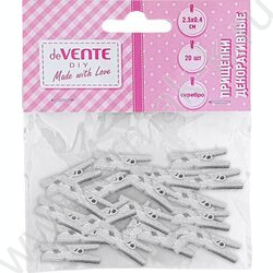 Прищепки декоративные "Silver" 2,5*0,4см  20шт, дерево /серебристые металлик /блистер | Фото 1